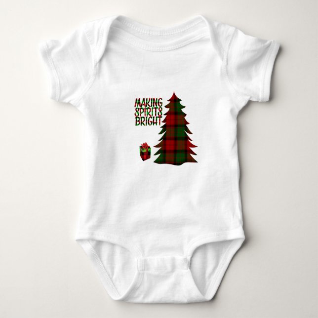 Weihnachtsbaum Kariert Baby Strampler (Vorderseite)