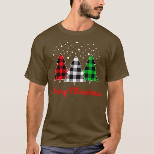 Weihnachtsbaum Kariert Red Green White Tree Merry T-Shirt