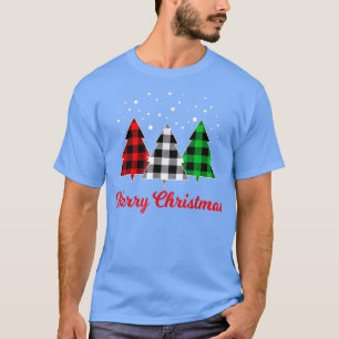 Weihnachtsbaum Kariert Red Green White Tree Merry T-Shirt