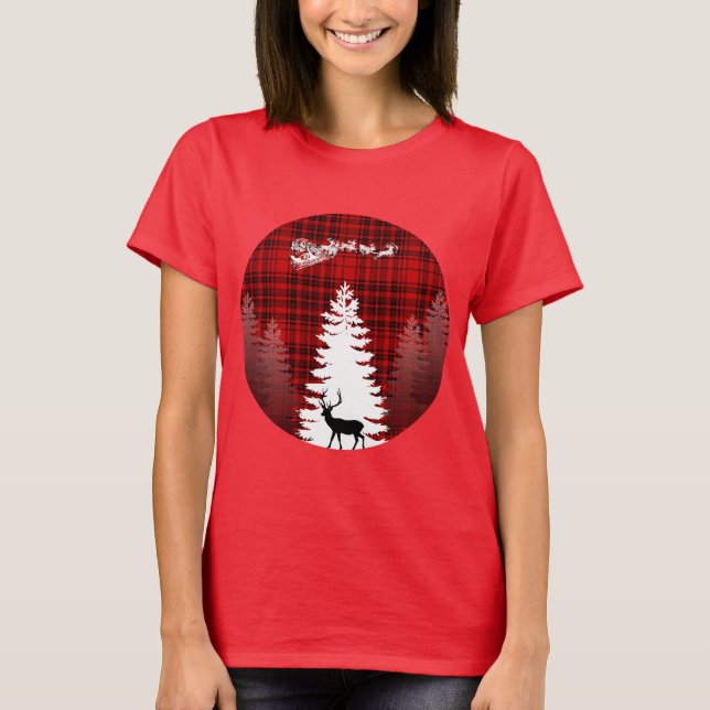 Weihnachtsbaum kariert T-Shirt (Vorderseite)