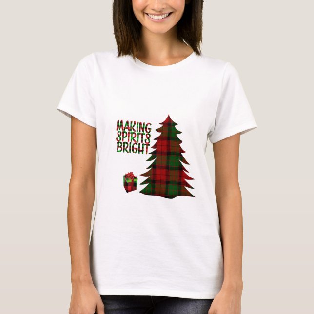 Weihnachtsbaum Kariert T-Shirt (Vorderseite)