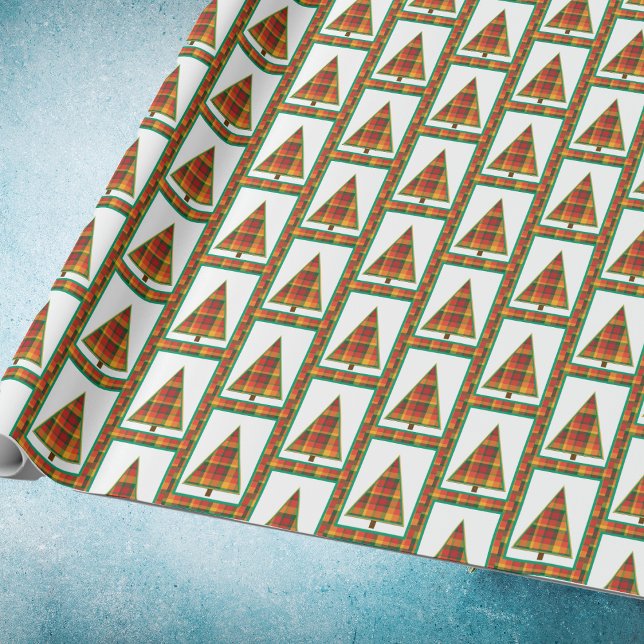 Weihnachtsbaum Kariertes Weihnachtswrapping Papier Geschenkpapier (Von Creator hochgeladen)