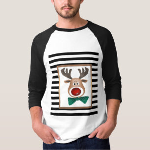 Weihnachtsbaum-Karte gestreift Schwarz-weiß T-Shirt