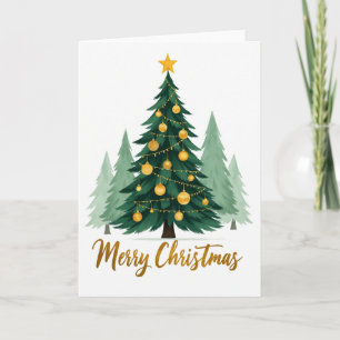 Weihnachtsbaum-Karte Gold Ornamente der Wasserfarb Karte