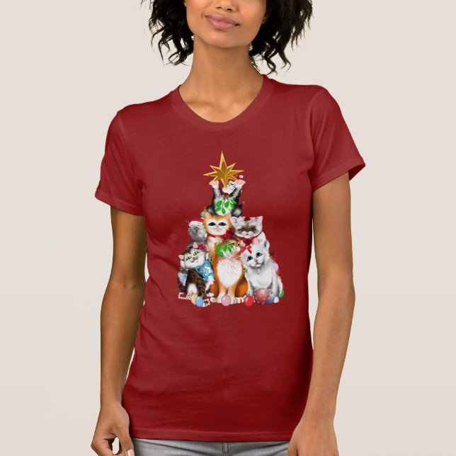 Weihnachtsbaum-Kätzchen-T - Shirt (Vorderseite)