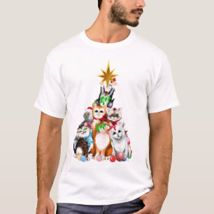 Weihnachtsbaum-Kätzchen-T - Shirt