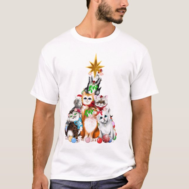 Weihnachtsbaum-Kätzchen-T - Shirt (Vorderseite)