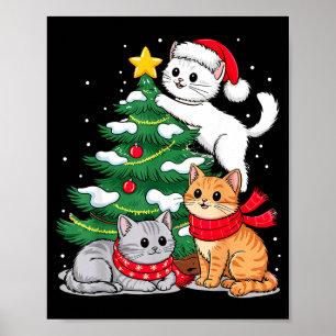 Weihnachtsbaum Katzen Xmas Poster