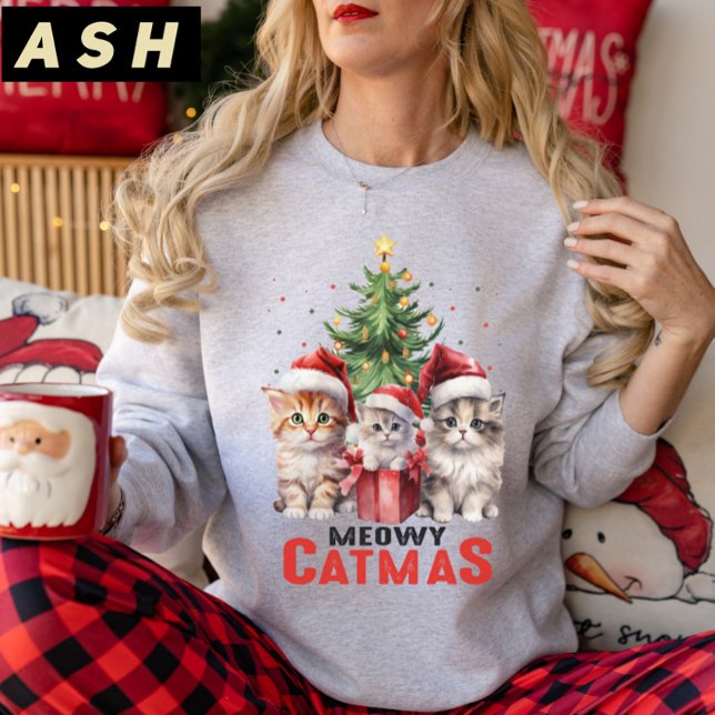Weihnachtsbaum Katzengeschenk, Meowy Catmas Weihna Sweatshirt (Von Creator hochgeladen)