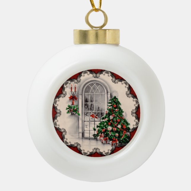 Weihnachtsbaum Keramik Kugel-Ornament (Vorderseite)