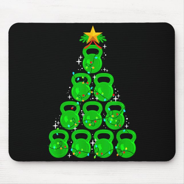 Weihnachtsbaum Kettlebell Xmas Fitnessstudio Worko Mousepad (Vorne)
