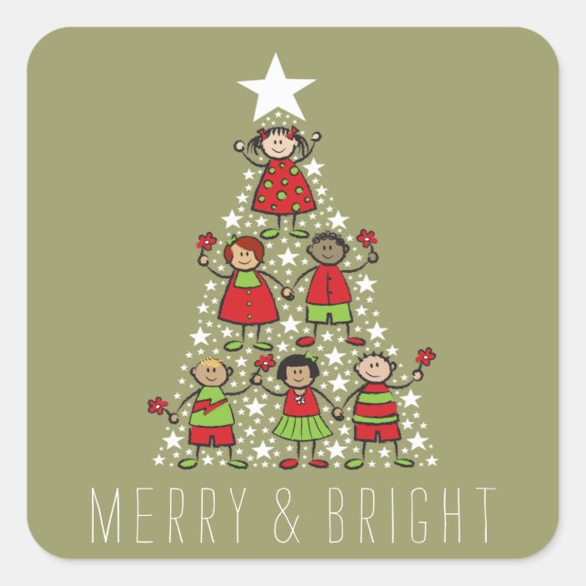Weihnachtsbaum Kids Fun Holiday Sticker (Vorderseite)