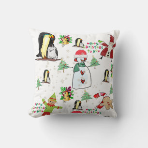 Weihnachtsbaum Kissen, Pinguin Santa Snowman Elf Kissen