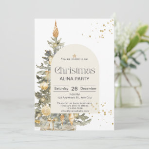 Weihnachtsbaum Klassischer Glanz Grün Gold Elegant Einladung