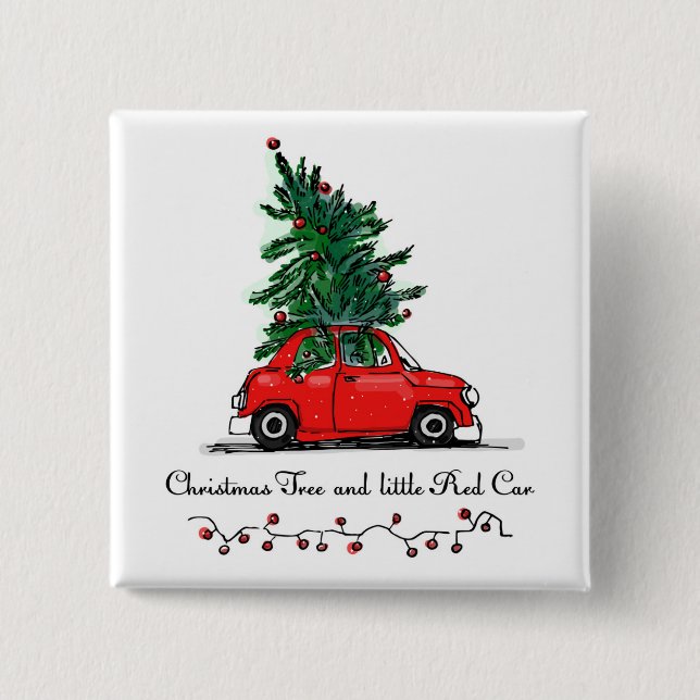 Weihnachtsbaum & kleines rotes Auto Button (Vorderseite)