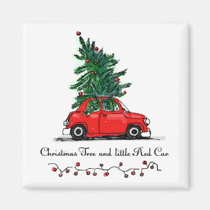 Weihnachtsbaum & kleines rotes Auto Magnet
