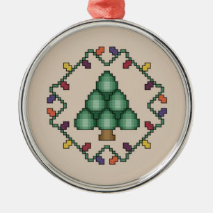 Weihnachtsbaum-Kreuz-Stich-Verzierung Silbernes Ornament