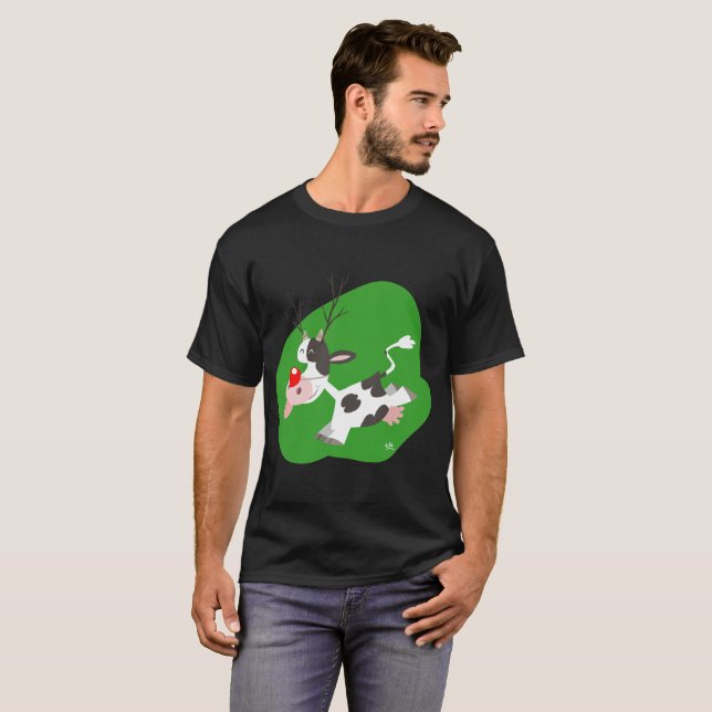 Weihnachtsbaum (Kuh des Niedlichen Cartoon) T - Sh T-Shirt (Vorne ganz)