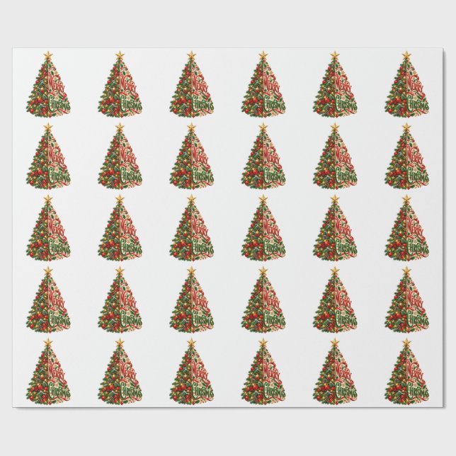 Weihnachtsbaum Kunst Geschenkpapier (Flach)