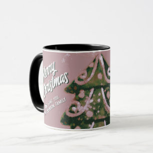 Weihnachtsbaum Künstlerisch Pink Fröhliche Schrift Tasse