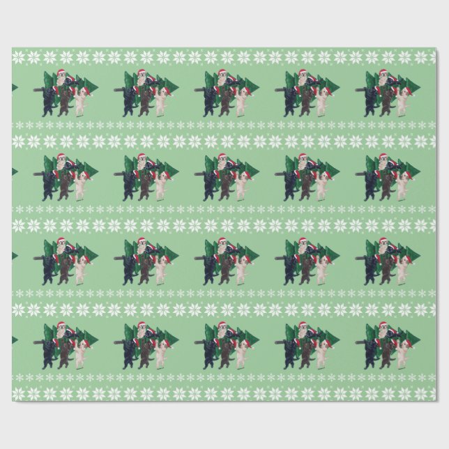 Weihnachtsbaum Labradors auf dem Schneegebiet Geschenkpapier (Flach)