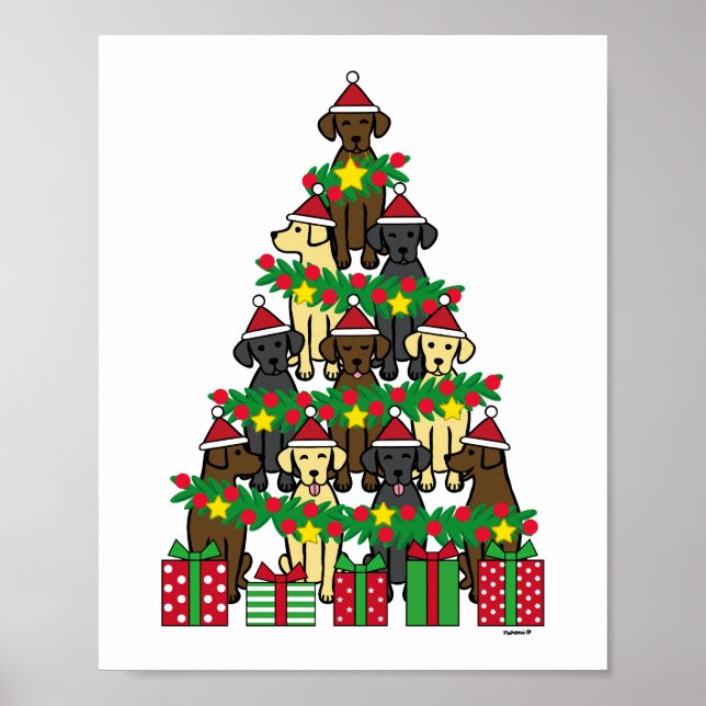 Weihnachtsbaum Labradors Poster (Vorne)
