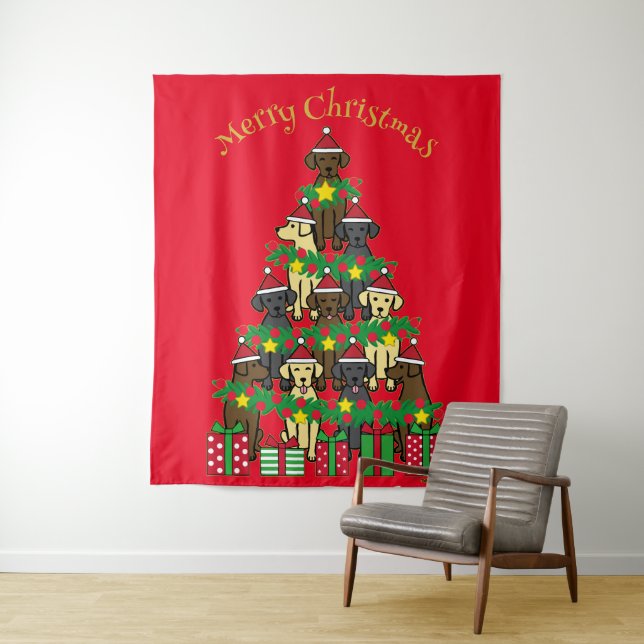 Weihnachtsbaum Labradors Red Tapestry Wandteppich (Beispiel)