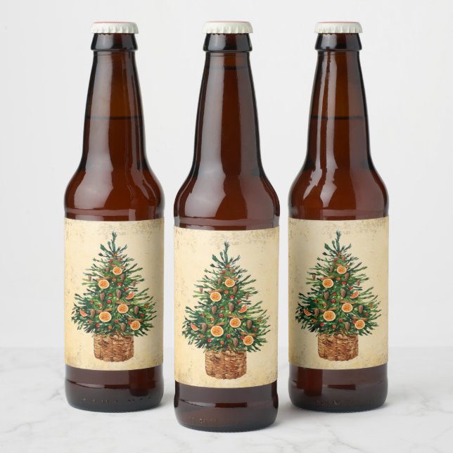 Weihnachtsbaum Landhaus Einfaches BierLabel Bierflaschenetikett (Flaschen)