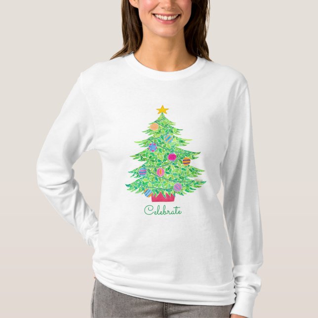 Weihnachtsbaum Langschläfer T - Shirt (Vorderseite)