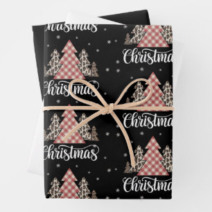 Weihnachtsbaum Leopard Lustiges Xmas Ferien  Geschenkpapier Set