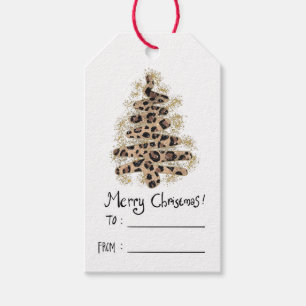 Weihnachtsbaum Leopard Print Glitzer zu und von Geschenkanhänger