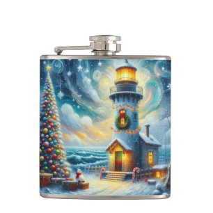 Weihnachtsbaum Leuchtturm Nautical Coastal Blue Flachmann