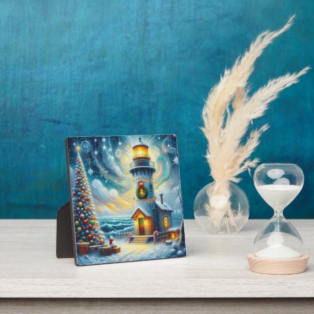 Weihnachtsbaum Leuchtturm Nautical Coastal Blue Fotoplatte (InSitu)