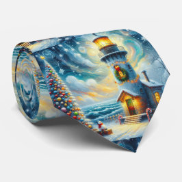 Weihnachtsbaum Leuchtturm Nautical Coastal Blue Krawatte