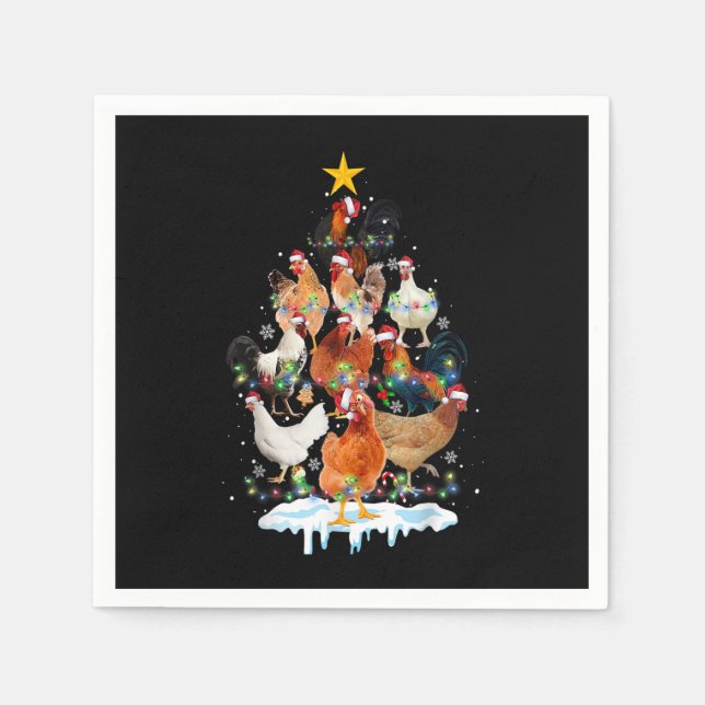 Weihnachtsbaum-Lichter Funny Chicken Lover Serviette (Vorderseite)