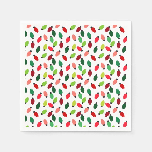 Weihnachtsbaum-Lichter-Glühbirnen-Muster-Papier-Se Serviette (Vorderseite)