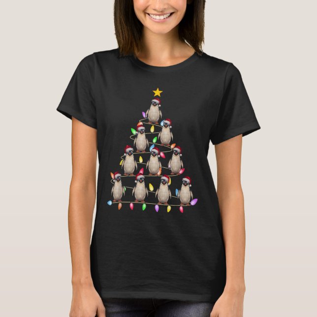 Weihnachtsbaum Lichter Männer Santa Penguin Weihna T-Shirt (Vorderseite)