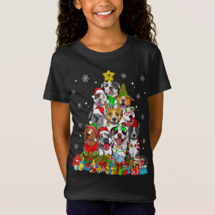 Weihnachtsbaum Lichter Pitbull Hund Lover Xmas Paj T-Shirt
