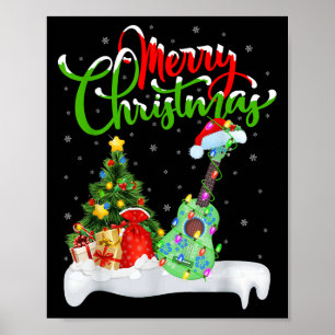 Weihnachtsbaum Lichter Santa Hut Musikalisch Ukule Poster