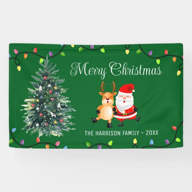 Weihnachtsbaum-Lichter von Santa Reindeer Banner (Horizontal)