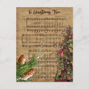 Weihnachtsbaum-Lied-Musik im Vintage-Stil Postkarte