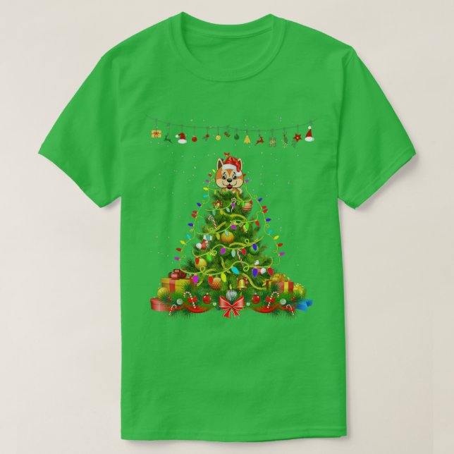 Weihnachtsbaum Lights Akita Dog Geschenk Lover T-S T-Shirt (Design vorne)