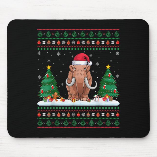 Weihnachtsbaum Lights Wooly Mammoth Santa Ugly Xm Mousepad (Vorne)