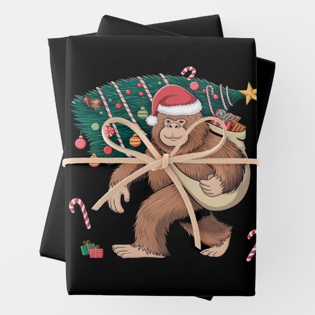 Weihnachtsbaum Lights Xmas Sasquatch Lover Geschenkpapier Set (Beispiel)