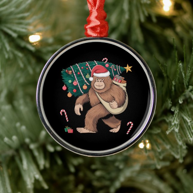 Weihnachtsbaum Lights Xmas Sasquatch Lover Ornament Aus Metall (Baum)