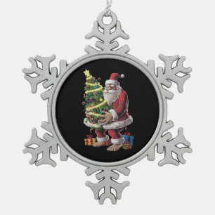 Weihnachtsbaum Lights Xmas Sasquatch Lover Schneeflocken Zinn-Ornament