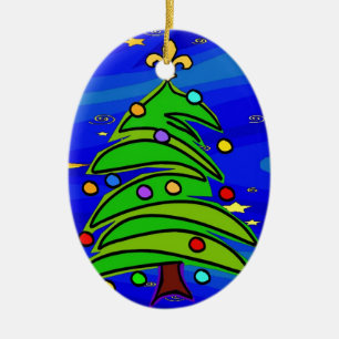 Weihnachtsbaum-Lilie Keramik Ornament
