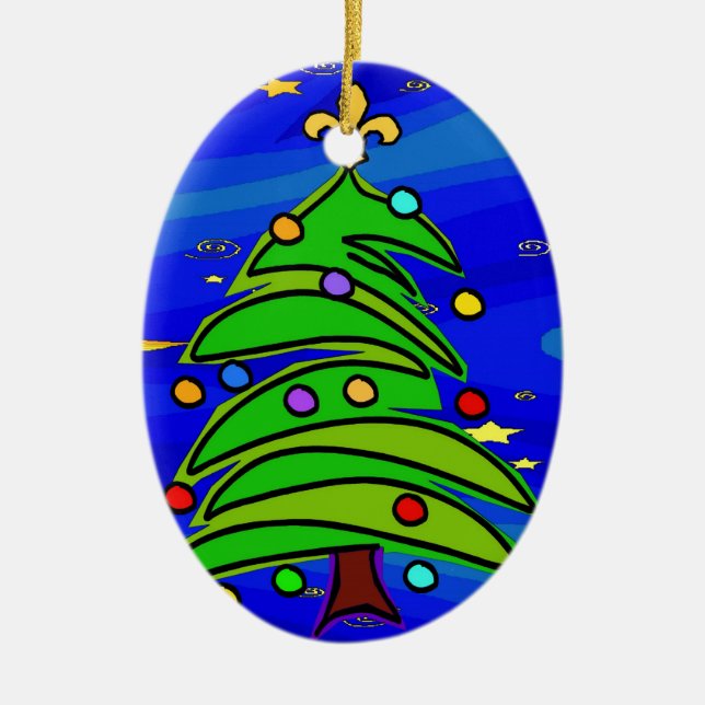 Weihnachtsbaum-Lilie Keramik Ornament (Vorne)