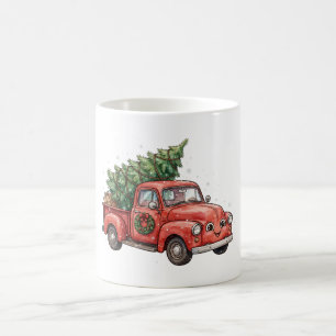 Weihnachtsbaum-LKW Vintage-Rot-Kaffeetasse Kaffeetasse