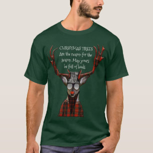 Weihnachtsbaum-lustige Mitteilungs-Hipster-Rotwild T-Shirt